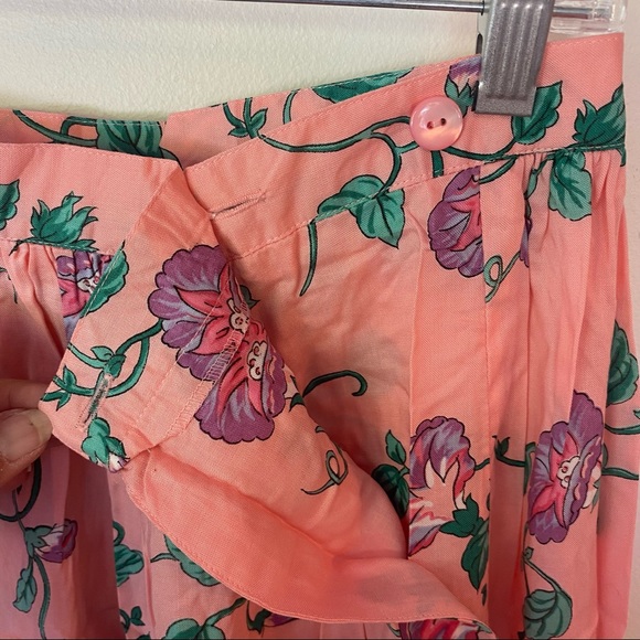 Vintage Alpenblick pink floral A-line pleated maxi skirt size 14 - Picture 6 of 10